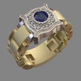 Two Tone Watch Shaped Ring For Men Wedding Male Jewelry - Gemstone Gold