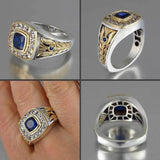 Two Tone Watch Shaped Ring For Men Wedding Male Jewelry - Gemstone Gold