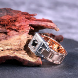 Two Tone Watch Shaped Ring For Men Wedding Male Jewelry - Gemstone Gold
