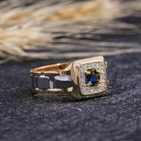 Two Tone Watch Shaped Ring For Men Wedding Male Jewelry - Gemstone Gold