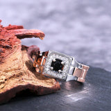 Two Tone Watch Shaped Ring For Men Wedding Male Jewelry - Gemstone Gold