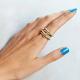 Twotone Inlaid Zirpcon Ring Jewelry For Girls Women Party Anniverssary - Gemstone Gold