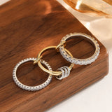 Twotone Inlaid Zirpcon Ring Jewelry For Girls Women Party Anniverssary - Gemstone Gold