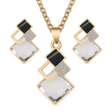 Unique Bridal Jewelry Set for Women Zircon Pendant Necklace Earrings - Genuine - Gemstone