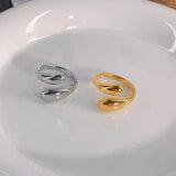 Unique Golden Water Drop Ring Women Jewelry Party Premium Gifts - Gemstone Gold