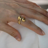 Unique Golden Water Drop Ring Women Jewelry Party Premium Gifts - Gemstone Gold