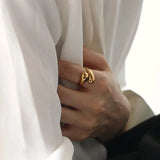 Unique Golden Water Drop Ring Women Jewelry Party Premium Gifts - Gemstone Gold