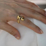 Unique Golden Water Drop Ring Women Jewelry Party Premium Gifts - Gemstone Gold