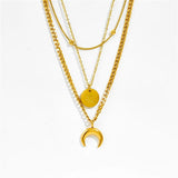Unique Stars Moon Jewelry Set 18K Gold Chain Women Necklaces Bracelets - Gemstone Gold