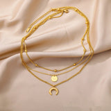 Unique Stars Moon Jewelry Set 18K Gold Chain Women Necklaces Bracelets - Gemstone Gold