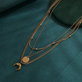Unique Stars Moon Jewelry Set 18K Gold Chain Women Necklaces Bracelets - Gemstone Gold