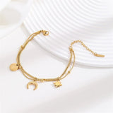 Unique Stars Moon Jewelry Set 18K Gold Chain Women Necklaces Bracelets - Gemstone Gold