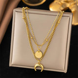 Unique Stars Moon Jewelry Set 18K Gold Chain Women Necklaces Bracelets - Gemstone Gold