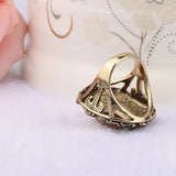 Unique Vintage Oval Ring Ancient Gold Anniverssary For Women Jewelry - Genuine - Gemstone