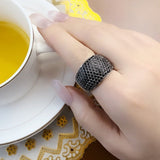 Vintage Black Ring Jewerly For Women Anniverssary Jewelry - Genuine - Gemstone