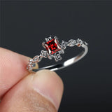 Vintage Black Square Zircon Ring Wedding Silver Engagement Jewelry For Women - Gemstone Gold