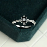 Vintage Black Square Zircon Ring Wedding Silver Engagement Jewelry For Women - Gemstone Gold