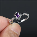 Vintage Black Square Zircon Ring Wedding Silver Engagement Jewelry For Women - Gemstone Gold