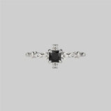 Vintage Black Square Zircon Ring Wedding Silver Engagement Jewelry For Women - Gemstone Gold