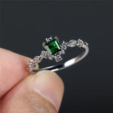 Vintage Black Square Zircon Ring Wedding Silver Engagement Jewelry For Women - Gemstone Gold