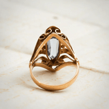 Vintage Blue Topaz Bridal Ring for Women Wedding Engagement Jewelry - Genuine - Gemstone