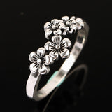 Vintage Bohemian Flower Red Ruby Ring for Women Silver Engagement Jewelry - Genuine - Gemstone