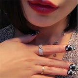 Vintage Crystal Engagement Ring For Women Silver Ring Wedding Band Jewelry - Gemstone Gold