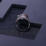 Vintage gothic dark gemstone ring in 925 sterling silver with smoky quartz and prong setting