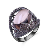 Vintage gothic dark gemstone smoky quartz ring in 925 sterling silver for women