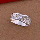 Vintage hollow Wedding Silver Ring for Women Wedding Jewelry - Genuine - Gemstone