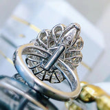 Vintage Imoissanite Droplet Ring 925 Silver Engagement Princess Jewelry Gift - Gemstone Gold