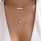 Vintage Multi - Layer Boho Necklace Gold For Women Pearl Pendant Jewelry - Gemstone Gold