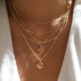 Vintage Multi - Layer Boho Necklace Gold For Women Pearl Pendant Jewelry - Gemstone Gold