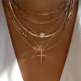 Vintage Multi - Layer Boho Necklace Gold For Women Pearl Pendant Jewelry - Gemstone Gold