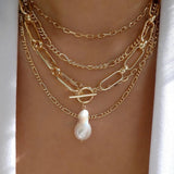 Vintage Multi - Layer Boho Necklace Gold For Women Pearl Pendant Jewelry - Gemstone Gold