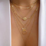 Vintage Multi - Layer Boho Necklace Gold For Women Pearl Pendant Jewelry - Gemstone Gold