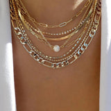 Vintage Multi - Layer Boho Necklace Gold For Women Pearl Pendant Jewelry - Gemstone Gold
