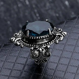 Vintage Oval Blue Women Ring Retro for Party Anniversary Gift New Jewelry - Gemstone Gold