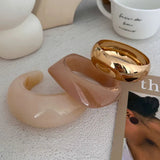 Vintage Punk Thick Resin Bangles Acrylic Smudging Geometric For Women Jewelry - Gemstone Gold