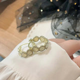 Vintage Red Rose Flower Hoop Earrings For Women Zircon Jewelry Wedding Party - Gemstone Gold