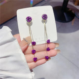 Vintage Red Rose Flower Hoop Earrings For Women Zircon Jewelry Wedding Party - Gemstone Gold