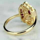Vintage Red Ruby Gold Ring for Women Party Anniversary Jewelry - Gemstone Gold
