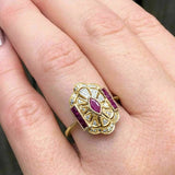 Vintage Red Ruby Gold Ring for Women Party Anniversary Jewelry - Gemstone Gold