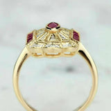 Vintage Red Ruby Gold Ring for Women Party Anniversary Jewelry - Gemstone Gold