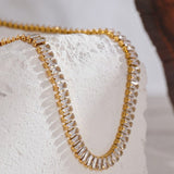 Vintage Sapphire Women Necklace 14k Yellow Gold For Wedding Gift Jewelry - Genuine - Gemstone
