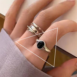 Vintage Silver Chain Ring For Women Fine Jewelry For Party Birthday Gift - Gemstone Gold