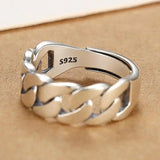 Vintage Silver Chain Ring For Women Fine Jewelry For Party Birthday Gift - Gemstone Gold