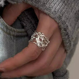 Vintage Silver Chain Ring For Women Fine Jewelry For Party Birthday Gift - Gemstone Gold