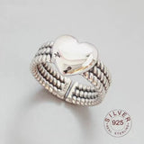 Vintage Silver Chain Ring For Women Fine Jewelry For Party Birthday Gift - Gemstone Gold