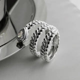 Vintage Silver Chain Ring For Women Fine Jewelry For Party Birthday Gift - Gemstone Gold